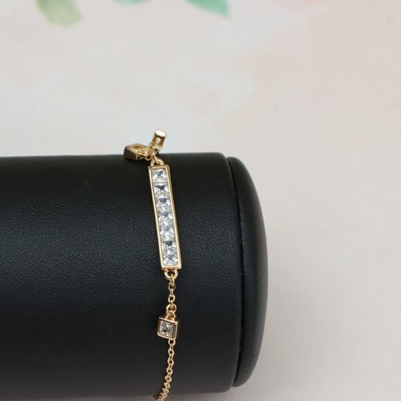 "Rose Gold Chain Bracelet with Bar and CZ Charm, Adjustable Fit, XPBL0756 - Picture 7 of 13
